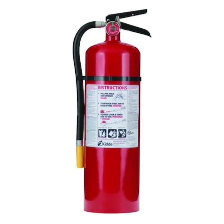Fire Extinguisher, Class ABC, UL Rating 4A:60B:C, Rechargeable, 10 lb capacity, 20 ft Range MPN:PRO-10MP-1