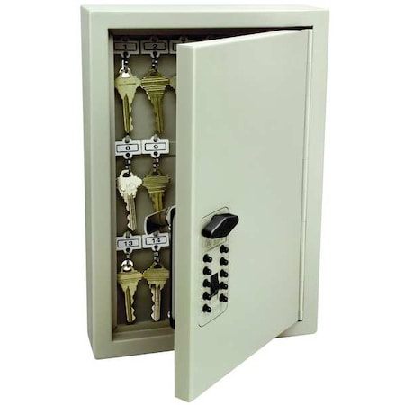 Key Control Cabinet, 11 3/4 in H, 2 3/8 in D, 7 7/8 W, Steel, 30 Key, Push-Button Combo Lock MPN:1795