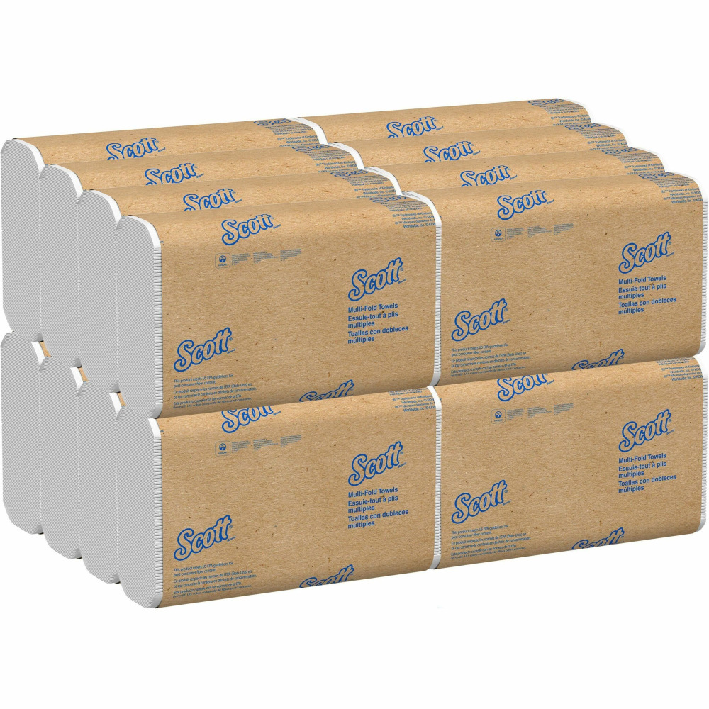 Scott Multifold NarrowPaper Towels with Absorbency Pockets - Multifold - 9.40inx 8in - 4000 Sheets - White - Fiber - 250 Pack - 16 / Carton - 37490 MPN:37490