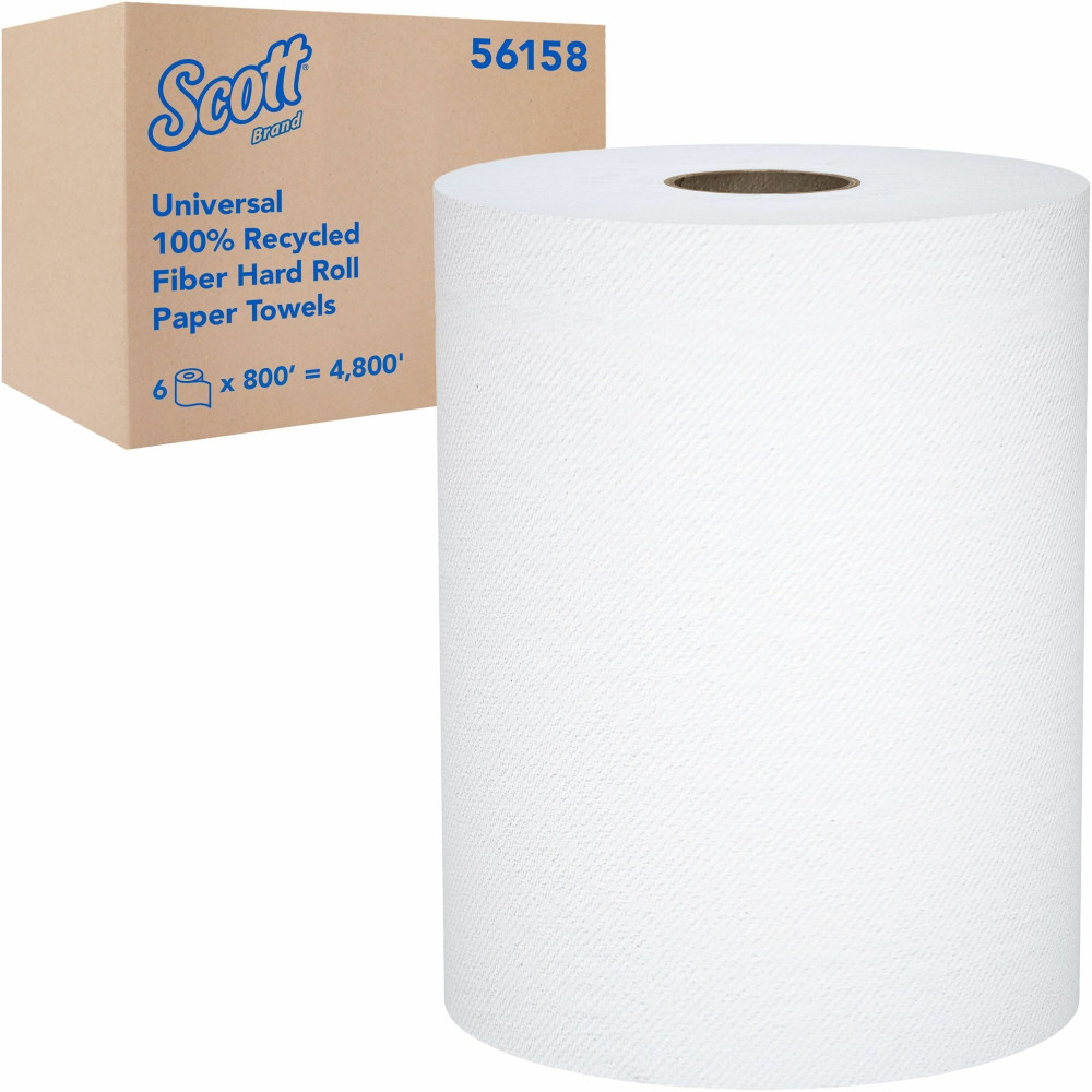 Scott Universal Hard Roll Paper Towels - 1.50in Core - White - Fiber - 6 / Carton MPN:56158