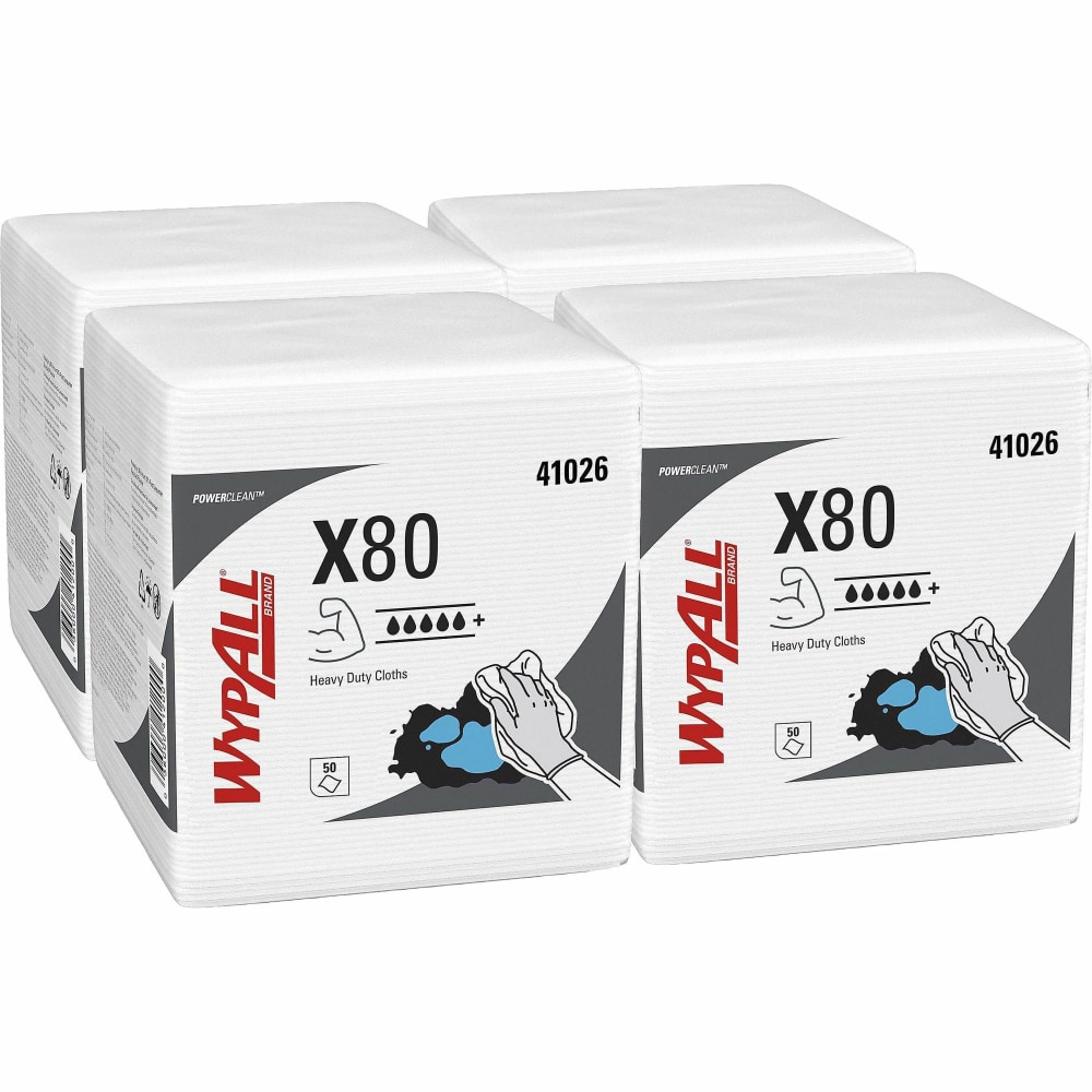 Wypall PowerClean X80 Heavy Duty Cloths Extended Use Cloths - Quarter-fold - - 4102650 MPN:41026-50