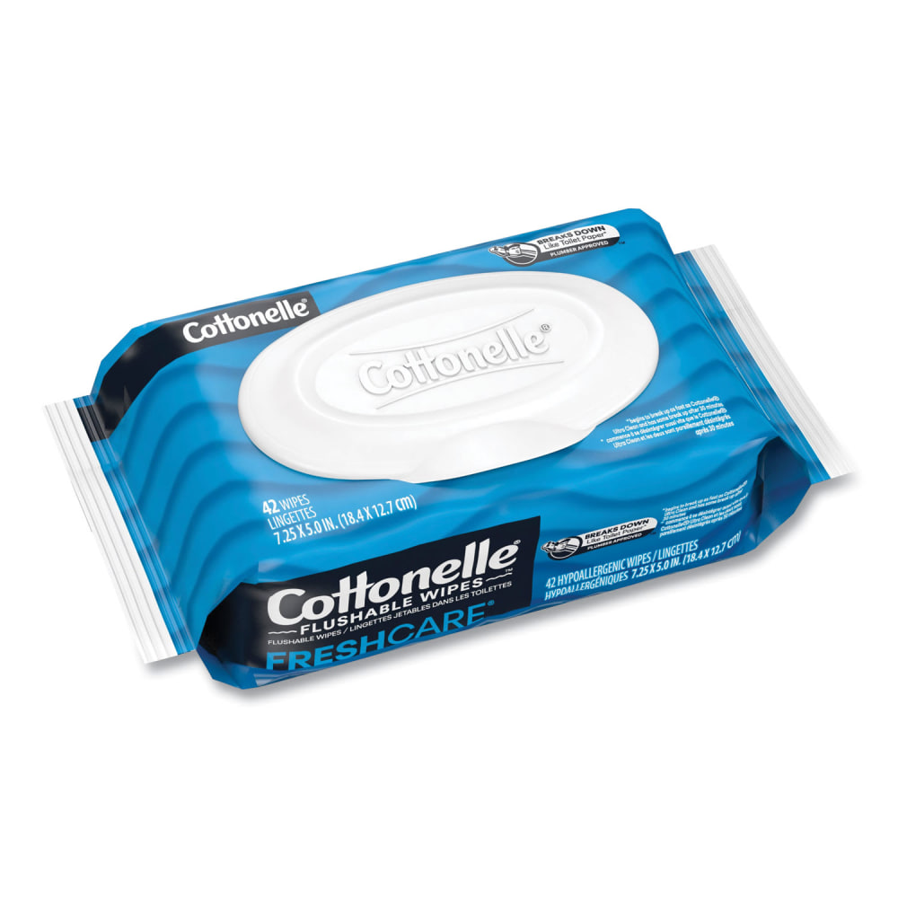 Cottonelle Fresh Care Flushable Cleansing Cloths, 1-Ply, 3.75 x 5.5, White, 42/Pack MPN:44932PK