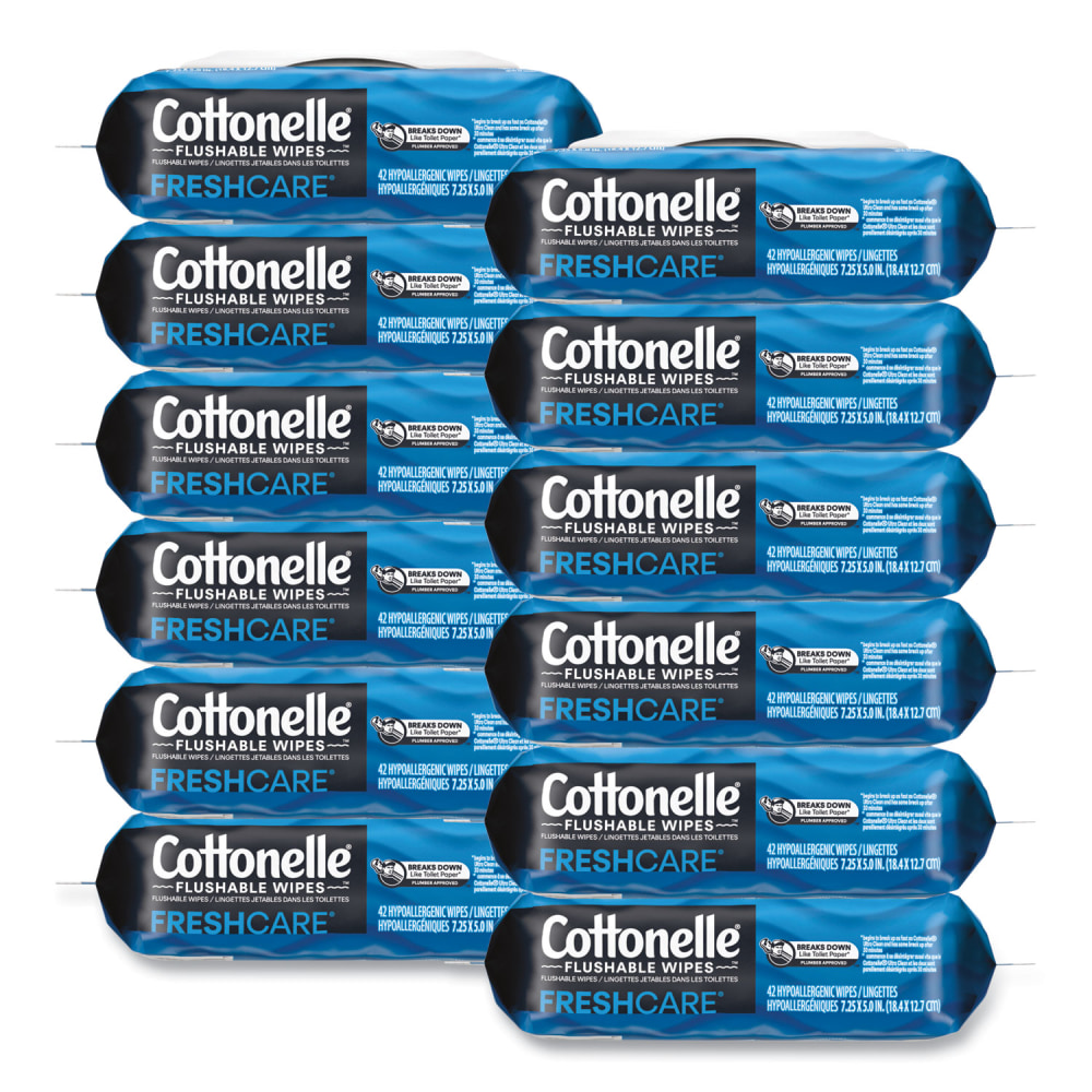 Cottonelle Fresh Care Flushable Cleansing Cloths, 1-Ply, 3.75 x 5.5, White, 42/Pack, 12 Packs/Carton MPN:KCC 36734CT