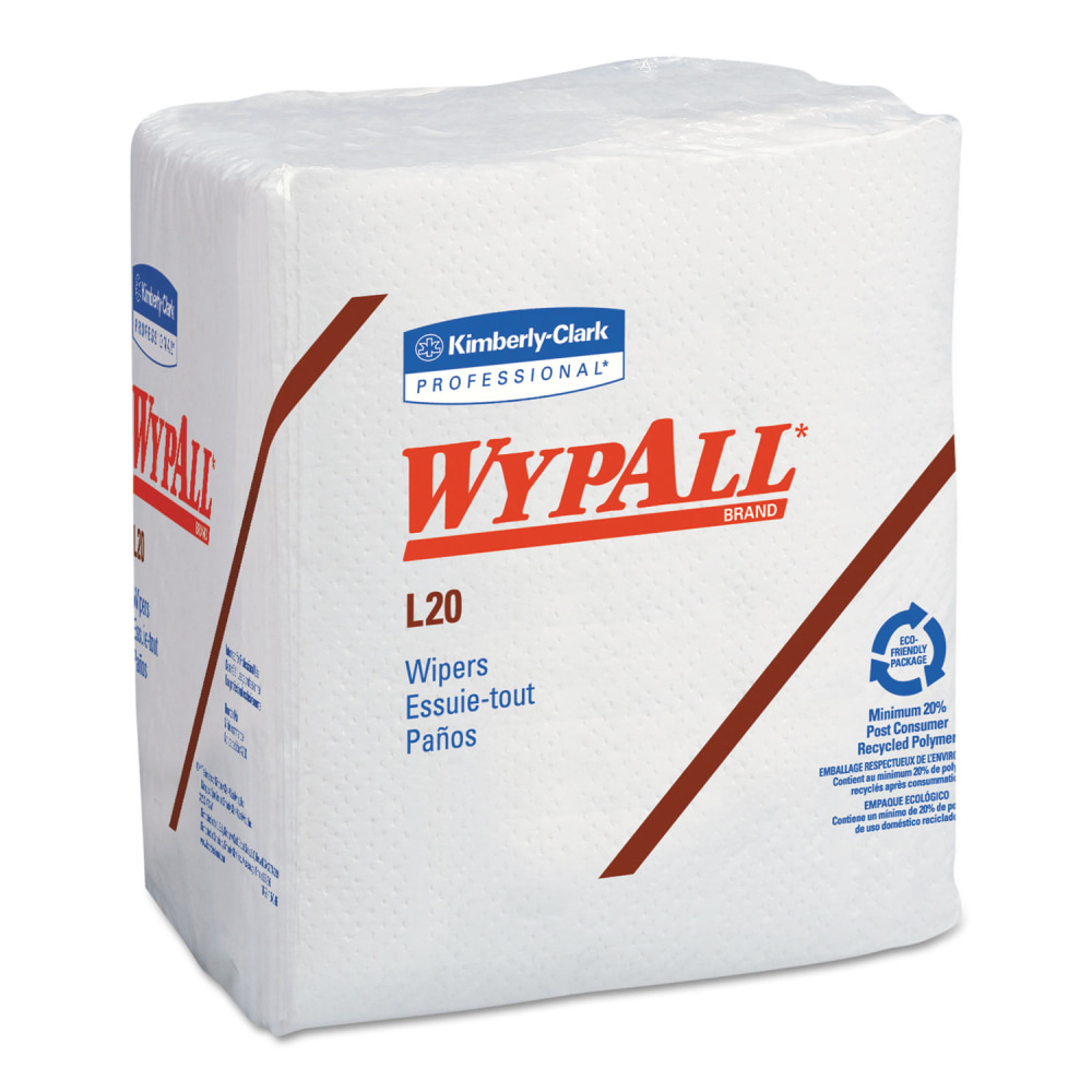 WypAll L20 Towels, 1/4 Fold, 4-Ply, 12.5 x 13, Unscented, White, 68/Pack, 12 Packs/Carton MPN:KCC 47022