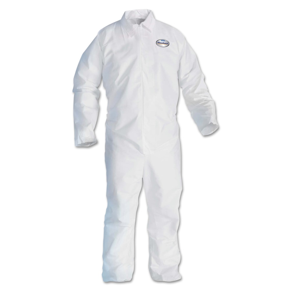 Kimberly-Clark Professional KleenGuard A20 Microforce Particle Protection Coveralls, No Elastic, Zipper, Large, White, Pack Of 24 Coveralls MPN:49003