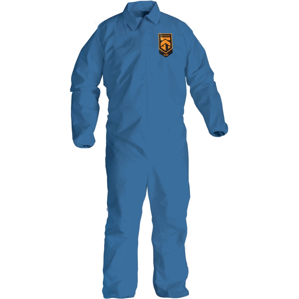 Kleenguard A20 Coveralls - Zipper Front, Elastic Back, Wrists & Ankles - Large Size - Flying Particle, Contaminant, Dust Protection - Blue - Zipper Front, Elastic Wrist & Ankle, Breathable, Comfortable - 24 / Carton MPN:58503