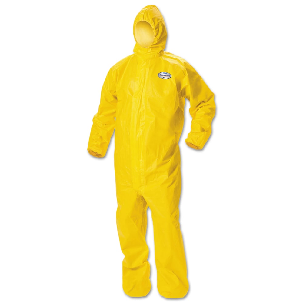 Kimberly-Clark Professional KleenGuard A70 Chemical-Splash Hooded Protection Coveralls, 2X, Yellow, Pack Of 12 Coveralls MPN:09815