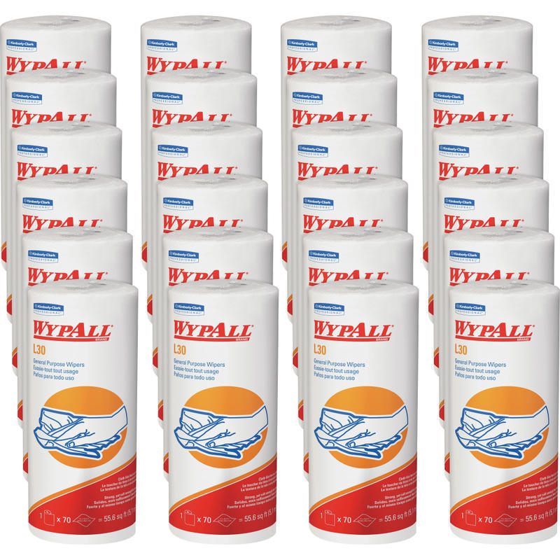 Wypall GeneralClean L30 Heavy Cleaning Towels - 11in Width x 10.40in Length - 70 Sheets/Roll - White - 24 / Carton MPN:05843CT