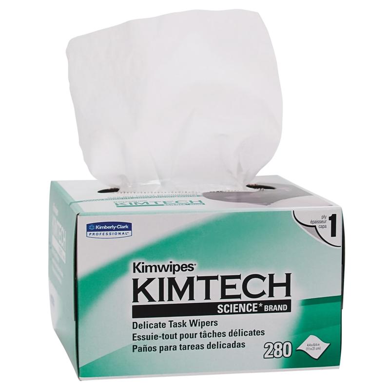 KIMTECH Kimwipes 1-Ply Delicate Task Wipers, 4-7/16in x 8-7/16in, White, Box Of 280 Wipes (Min Order Qty 15) MPN:34155