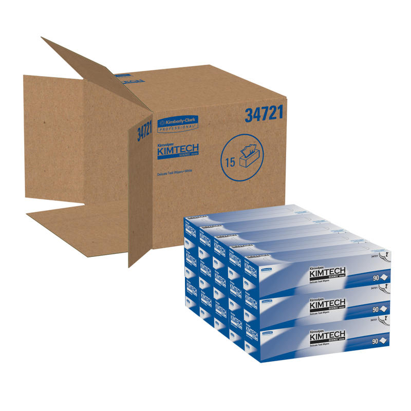 Kimtech Science Kimwipes - Cleaning wipes - 20.81 oz - 90 sheets - white (pack of 15) MPN:34721