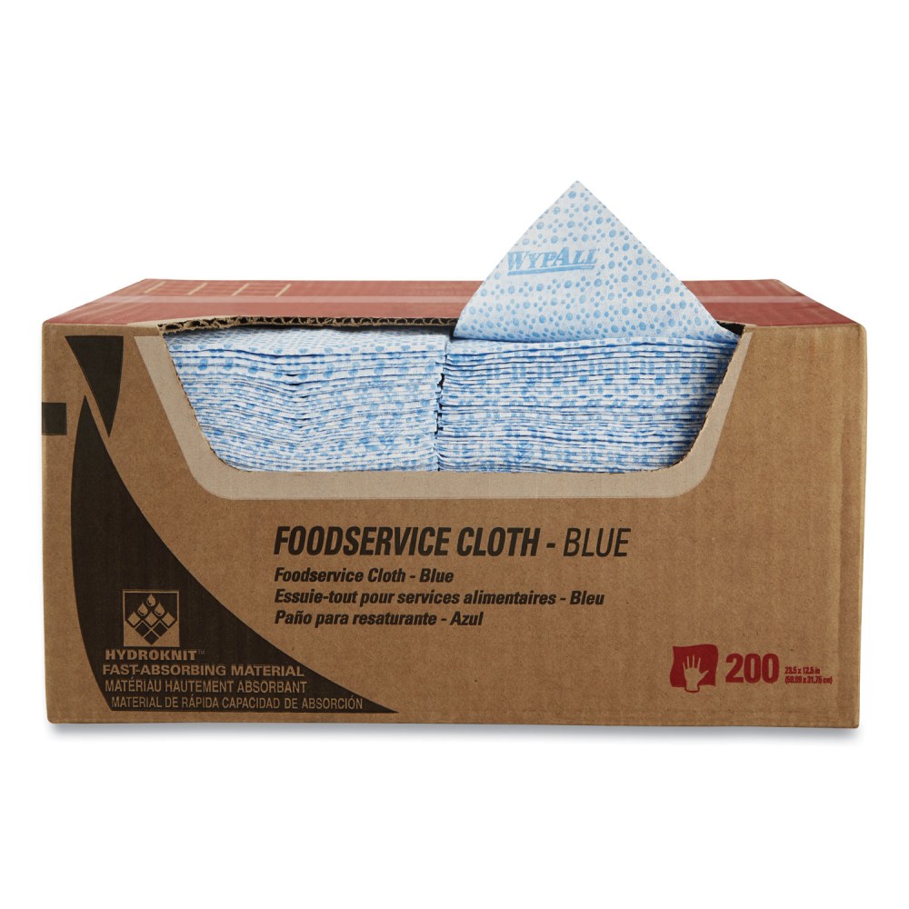 WypAll Foodservice Cloths, 12.5 x 23.5, Blue, 200/Carton MPN:51636