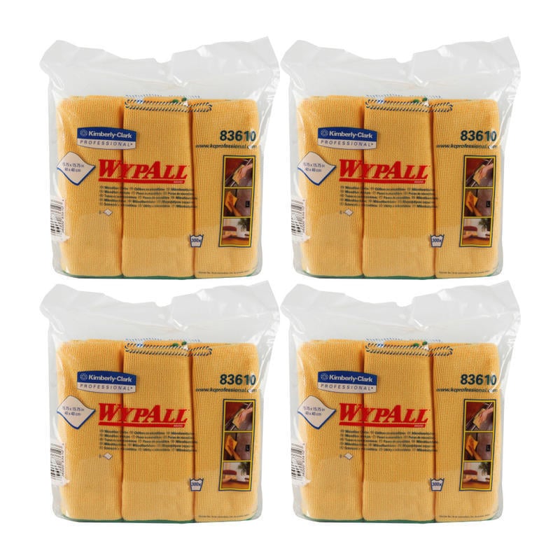Wypall Microfiber Cloths - General Purpose - 15.75in x 15.75in- Eco-friendly, Absorbent, Durable, Launderable, Washable - Yellow - 6Pack - 4 / Carton MPN:83610CT