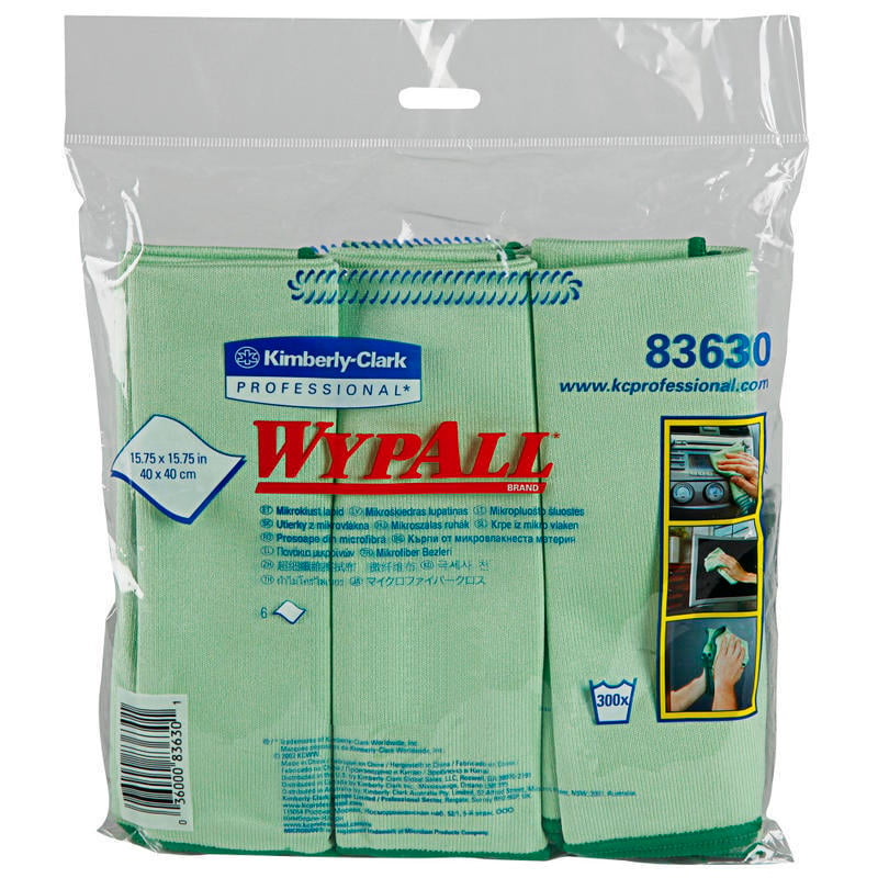 Wypall Microfiber Cloths, Green, Pack Of 6 MPN:83630