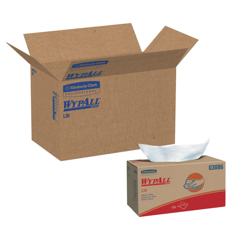 WypAll L30 Towels, POP UP Box, 10 x 9 4/5, White, 120/Box, 10 Boxes/Carton MPN:KCC03086