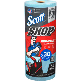 Scott Shop Towels Standard Roll 1-Ply 9.4 x 11 Blue 55/Roll 30 Rolls/Carton - KCM75130 75130