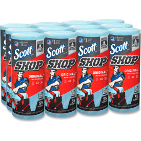 Scott Shop Towels Standard Roll 1-Ply 9.4 x 11 Blue 55/Roll 12 Rolls/Carton - KCM75147 75147