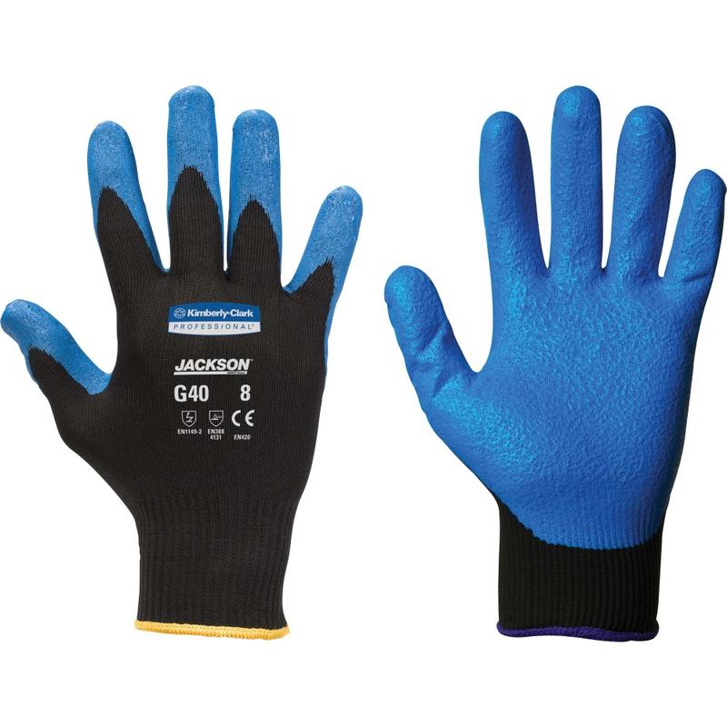 Kleenguard G40 Foam Nitrile Coated Gloves - Nitrile Coating - 7 Size Number - Small Size - Blue, Black - Washable, Silicone-free - - 40225CT MPN:40225CT