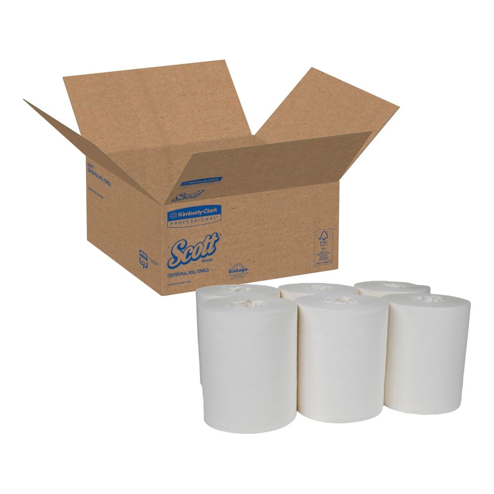 Scott 1-Ply Center-Pull Paper Towels, 40% Recycled, 250 Sheets Per Roll, Pack Of 6 Rolls (Min Order Qty 2) MPN:1061