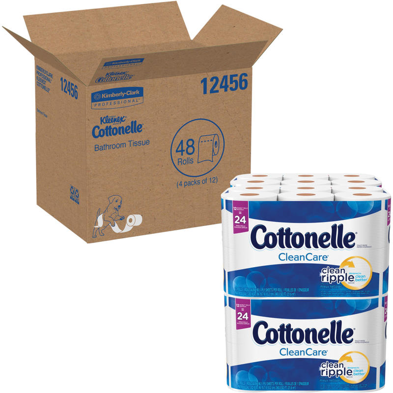 Cottonelle Professional Standard Roll Toilet Paper, 1-Ply Septic Safe Bathroom Tissue, White, 170 Sheets per Roll, Case of 48 Rolls MPN:12456