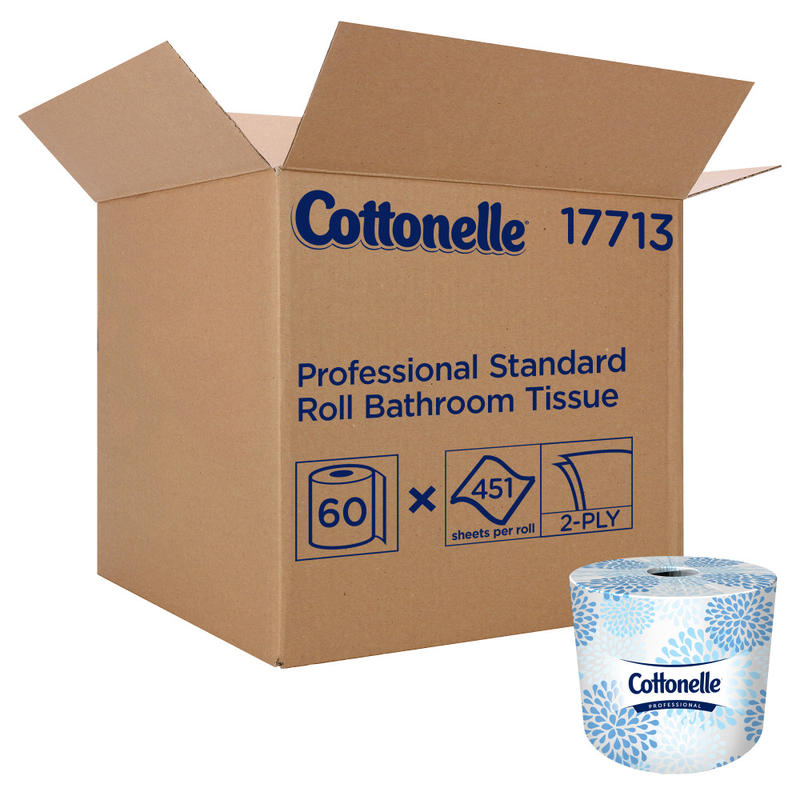 Cottonelle Professional Bulk Toilet Paper for Business (17713), Standard Toilet Paper Rolls, 2-PLY, White, 60 Rolls / Case, 451 Sheets / Roll MPN:17713