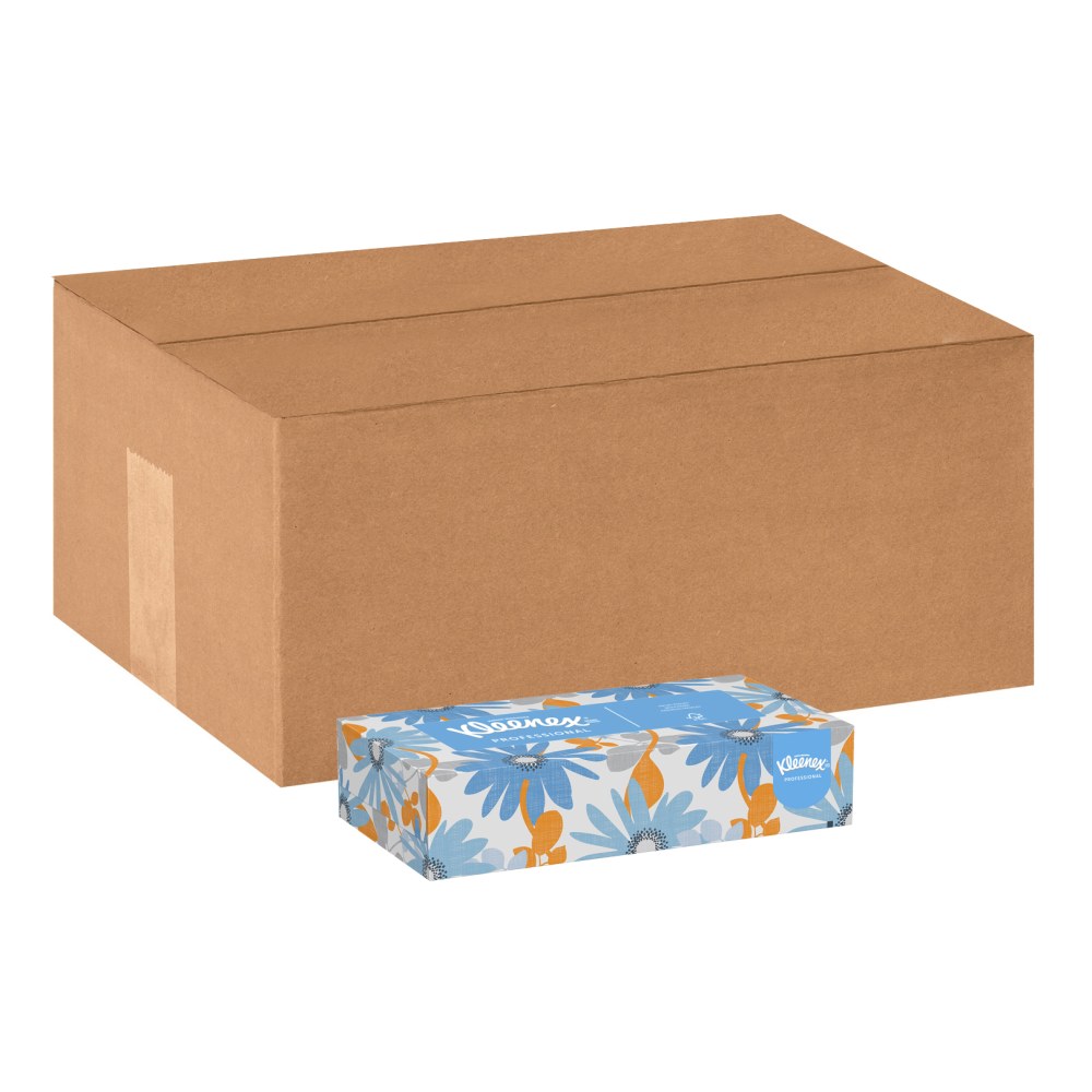 Kleenex Professional Facial Tissue for Business, Flat Tissue Boxes, 2-Ply, White, 100 Tissues Per Box, Carton Of 36 Boxes MPN:21400