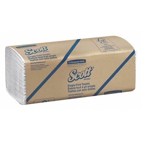 Scott Essential Single Fold Paper Towel, 1 Ply, 250 Sheets, White, 16 PK MPN:1700