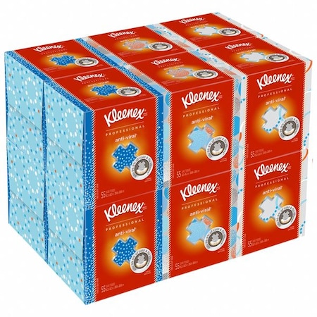 Kleenex Anti-Viral, 3 Ply Facial Tissue, 55 Sheets per Box, 12PK MPN:21286