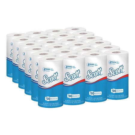 Scott Essential Perforated Roll Paper Towels, 1 Ply, 102 Sheets, 51 ft, White, 24 PK MPN:47031