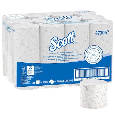 Pro Paper Core High-Capacity Standard Roll Toilet Paper, 2-Ply, White, 1, 100 Sheets/Roll, 36PK MPN:47305