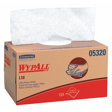 WypAll GeneralClean L10 Light Cleaning Towels (05320), Pop-Up Box, Limited Use Towels, White, PK18 MPN:05320