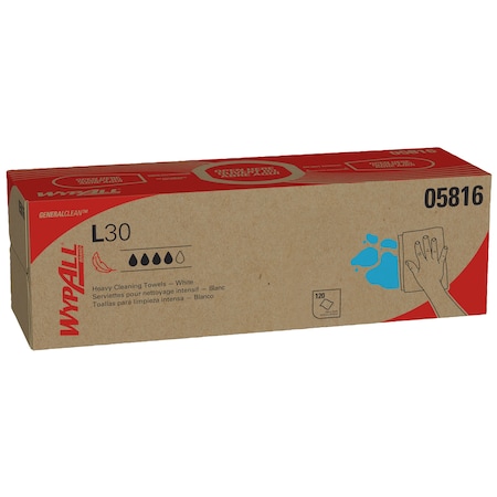 Wypall L30 DRC Towels (05816), Strong and Soft Wipes, White, 120 Sheets / Pop-Up Box MPN:05816