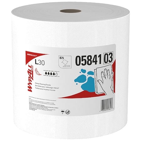 WypAll GeneralClean L30 Heavy Duty cleaning Towels (05841), Jumbo Roll, Strong & Soft Towels, White MPN:05841