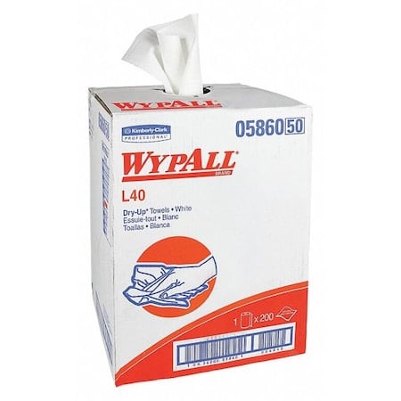 WypAll Power Clean L40 Extra Absorbent Towels (05860), Limited Use, White, 1 Roll / Box, 200 Towels MPN:05860