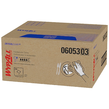 WypAll Critical Clean Foodservice Cloths (06053), Quarterfold, White, 1 Box, 200 Sheets MPN:06053