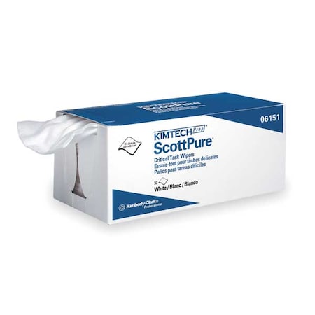 Kimtech Prep ScottPure Critical Task Wipers, White, 12 in x 23 in, 50 sheets per pack, 8 PK MPN:06151