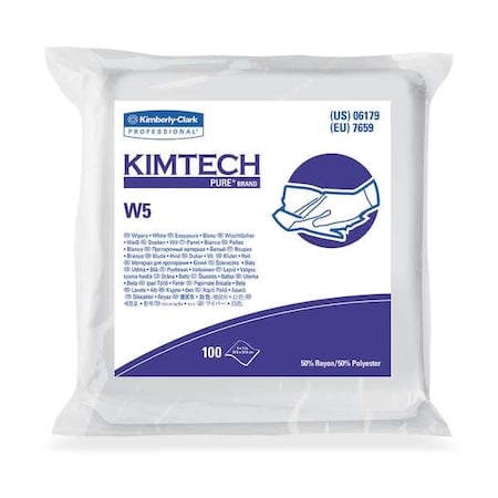 Kimtech Pure W5 Dry Wipes, 9 in x 9 in, 40 wipes / pack, 10 packs / case, 400 wipes / case MPN:06179