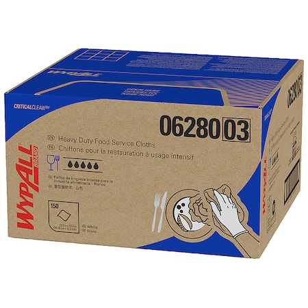 WypAll Critical Clean Ultra Duty Foodservice Cloths (06280) Anti-Microbial Treatment, White, 1 Box MPN:06280