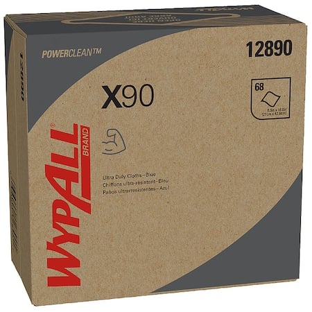 WypAll Power Clean X90 Ultra Duty Cloths (12890), Wipes POP-UP BOX, Blue Denim, 5 Boxes /Case, PK5 MPN:12890