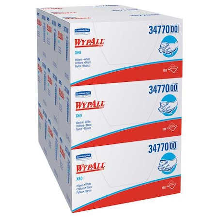 WypAll General Clean X60 Multi-Task Cleaning Cloths (34770), Quarterfold Washcloths, White, PK9 MPN:34770