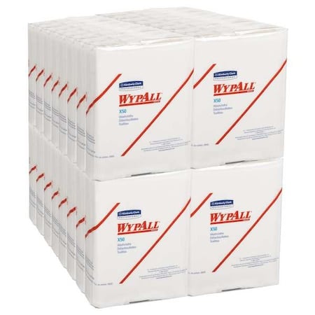 WypAll General Clean X50 Cleaning Cloths (35025), Strong for Extended Use, Quarterfold, White, PK32 MPN:35025