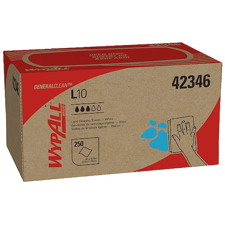 Wypall L10 Disposable Towels 42346 Lightweight 1 Ply Pop-Up Box White 24 250, PK24 MPN:42346