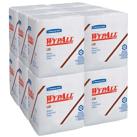WypAll General Clean L20 Medium Cleaning Cloths (47022), Quarterfold Format, White, 4-Ply, s, PK12 MPN:47022