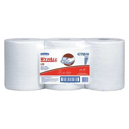 General Clean L20 Medium Cleaning Cloths, Center-Pull Rolls, White, 2-Ply, 3 PK MPN:47758