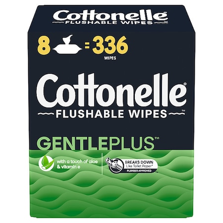 Body Wipes, GentlePlus, 7.25 in x 5 in Wipe, Soft Pack, 8 PK MPN:52497