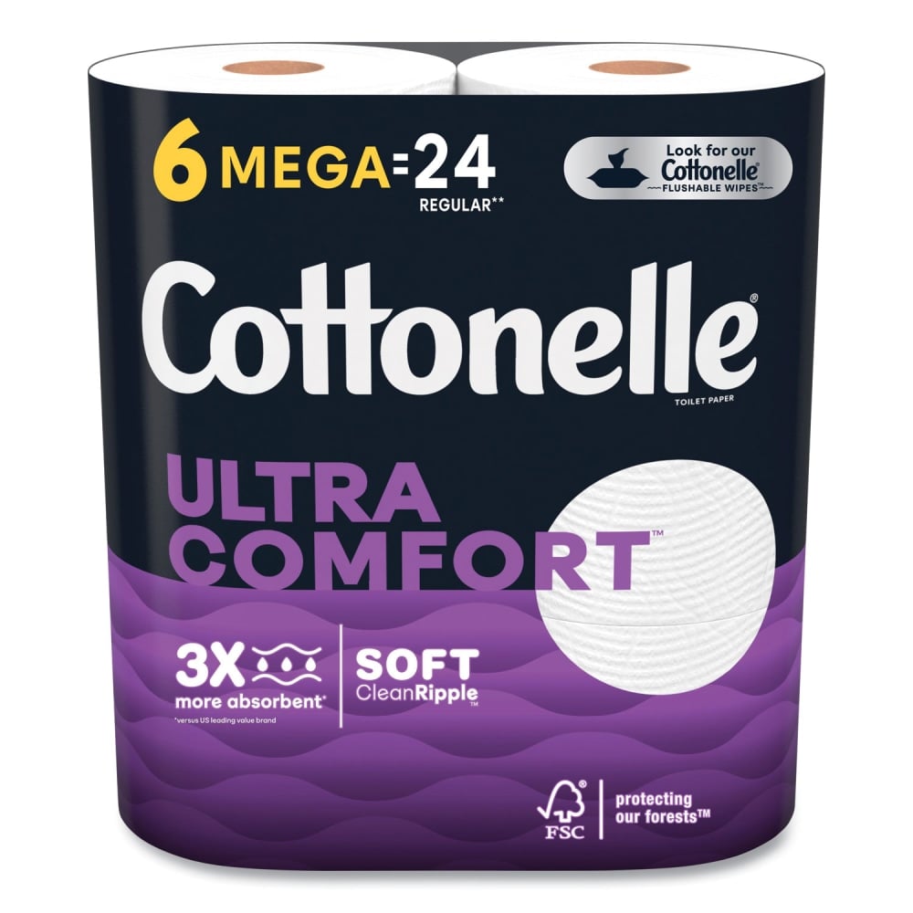 Cottonelle Ultra ComfortCare Toilet Paper, Soft Tissue, Mega Rolls, Septic Safe, 2-Ply, White, 284/Roll, 6 Rolls/Pack, 36 Rolls/Carton MPN:55707