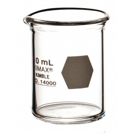 Beaker, Borosilicate Glass, Low Form, 10 mL / 0.03 fl oz Capacity, A Type I, 48 PK MPN:14000-10