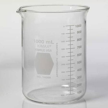 Beaker, Borosilicate Glass, Low Form, 1 L / 33.81 fl oz Capacity, A Type I, 24 PK MPN:14000-1000