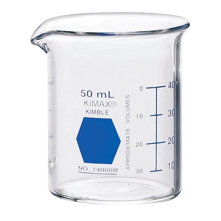 Colorware Beaker, Borosilicate Glass, Low Form, 50 mL / 1.69 fl oz Capacity, A Type I, 12 PK MPN:14000B-50