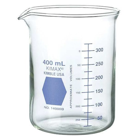 Colorware Beaker, Borosilicate Glass, Low Form, 600 mL / 20.28 fl oz Capacity, A Type I, 6 PK MPN:14000B-600