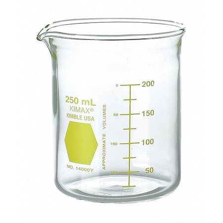 Colorware Beaker, Borosilicate Glass, Low Form, 100 mL / 3.38 fl oz Capacity, A Type I, 12 PK MPN:14000Y-100